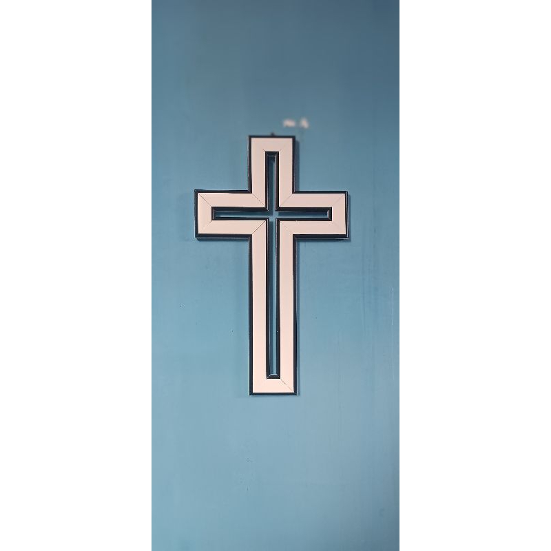 Salib Dinding Putih List Hitam