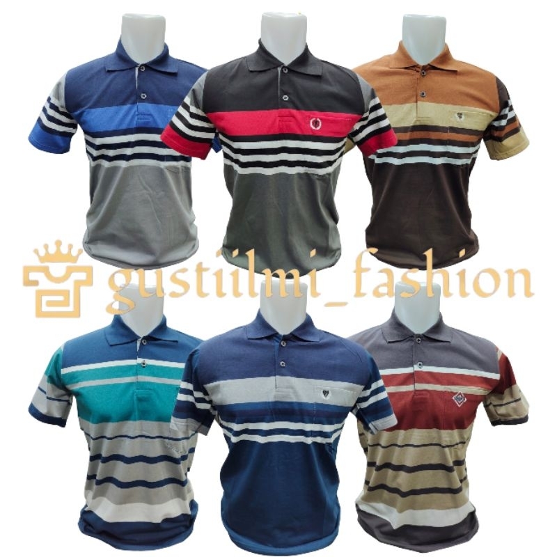 KAOS KERAH DEWASA SIZE L XL XXL  KAOS KERAH MOTIF STRIP  KAOS KERAH BELANG BELANG  KAOS KERAH GARIS 