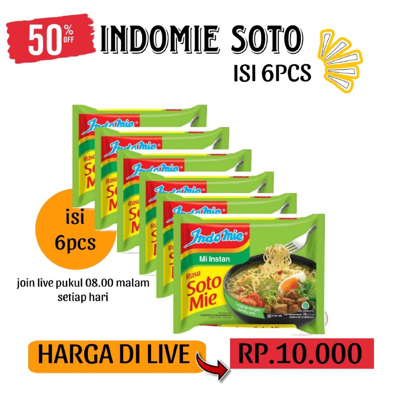 

(DISKON LIVE 50%) READY SIAP KIRIM DARI SURABAYA MIE INSTAN KUAH DAN GORENG INDOMIE ATAU SEDAAP ISI 6 PCS
