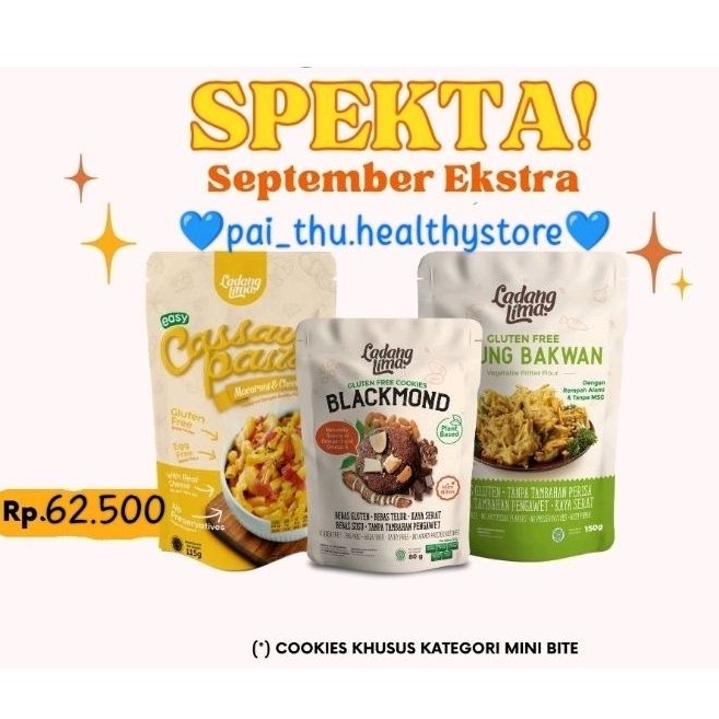 

Ladang Lima Paket Hemat Pasta Mac Cheese, blackmond Mini , tepung bakwan/tepung bumbu @3pack/paket