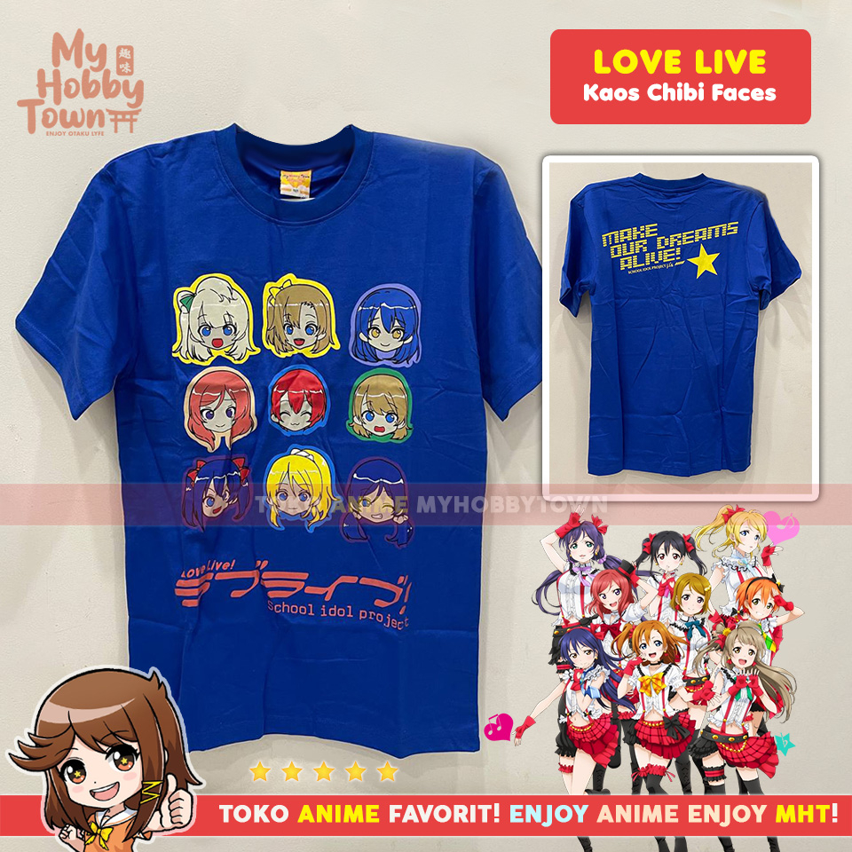 Kaos T-shirt Love Live Chibi Honoka Kousaka Yazawa Nico Maki Nishikino Umi Sonoda