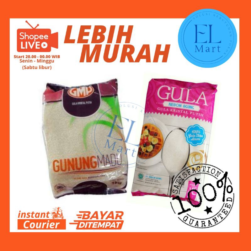 

GULA GMP / GUNUNG MADU 1 KG GULA KBA 1 KG / KEBON AGUNG GULA PASIR 1 KG