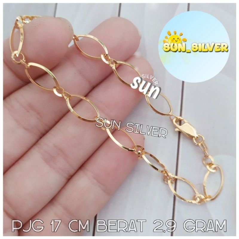 GELANG WANITA KUNING PERAK SILVER 925 LAPIS MAS GELANG GOLD 3