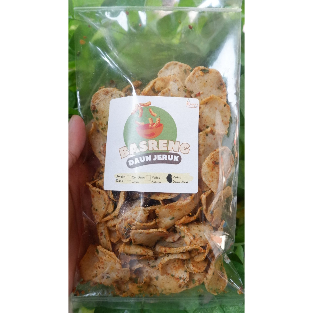 

[50, 100 gram] BASRENG KOIN | BASRENG TIPIS PEDAS ASIN DAUN JERUK