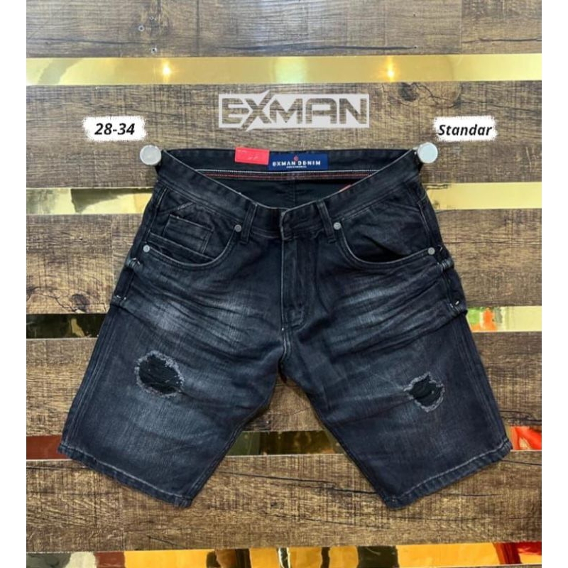 jeans pendek premium laki-laki dewasa / jeans pendek exman denim