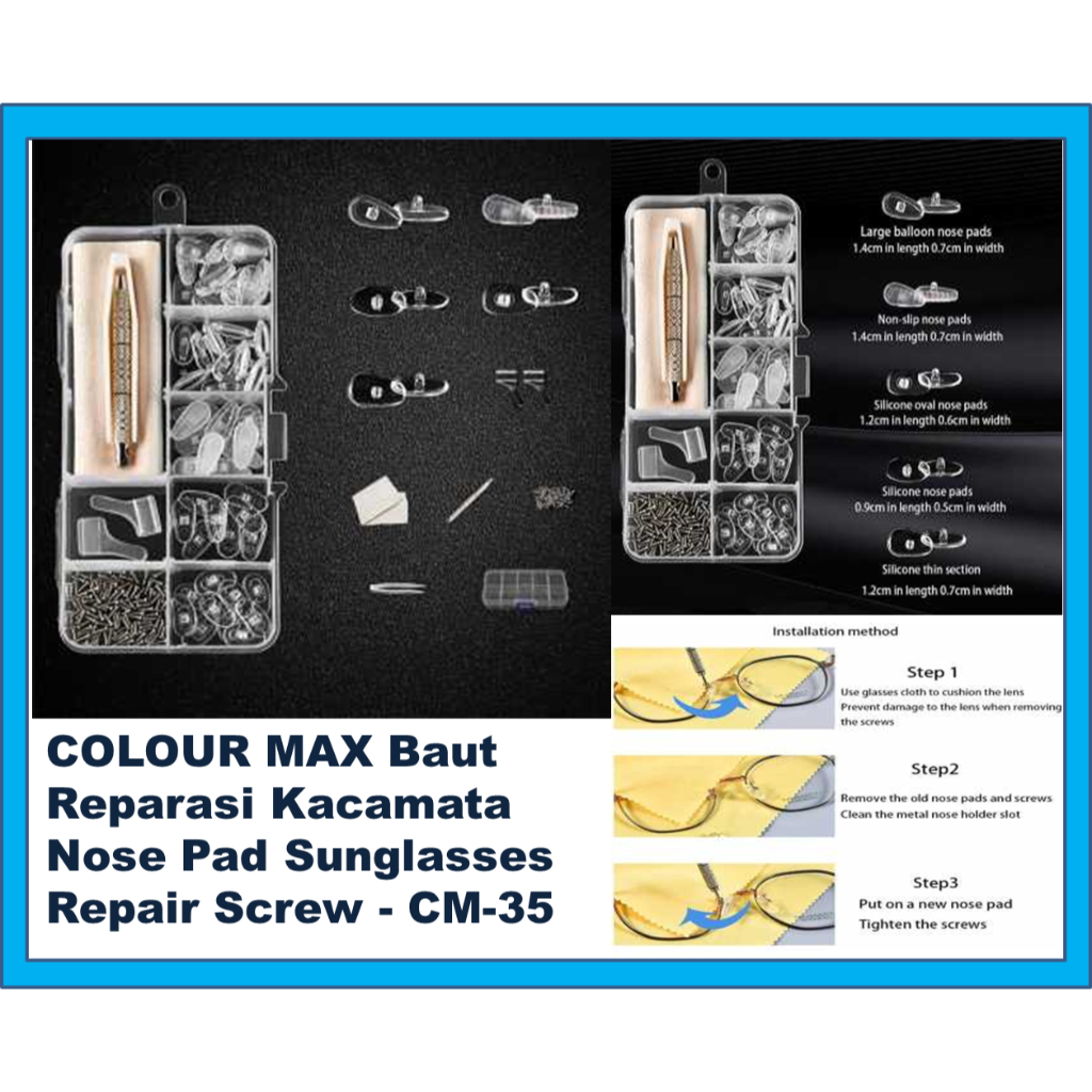 Baut kacamata set baut tangkai kacamata baut nosepad kacamata komplit Set Reparasi Kacamata - Obeng 