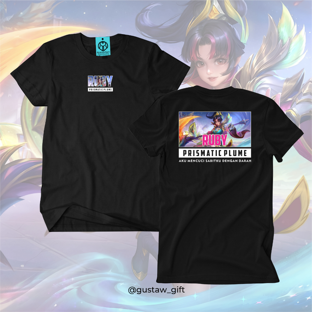 GG T-Shirt RUBY Collector skin Prismatic Plume Mobile Legends Kaos Custom Katun Slim-fitting