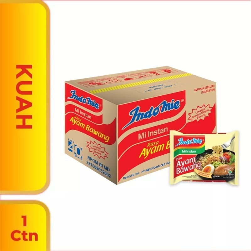 

Indomie Mie Ayam Bawang 1 Dus Karton 40 PCS