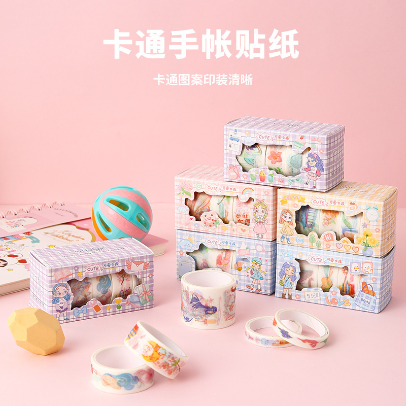 

Cute Lucu Murah Set Washi Tape isi 5 Roll / Washi Set Matte kartun dekorasi DIY