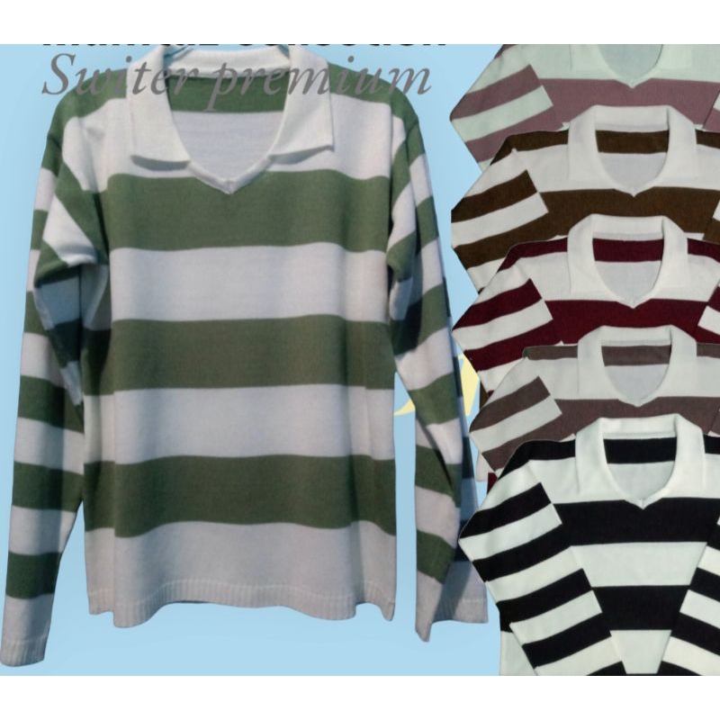FUJI STRIPE CROP/SWEATER BAJU RAJUT KNIT FUJI/CROP TOP WANITA/SWEATER RAJUT BLASTER LENGAN PANJANG/R