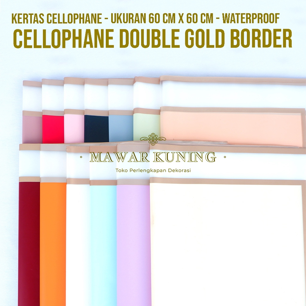 

[ 5 Lembar - 1 Warna] Cellophane Double Gold Border - CIWF