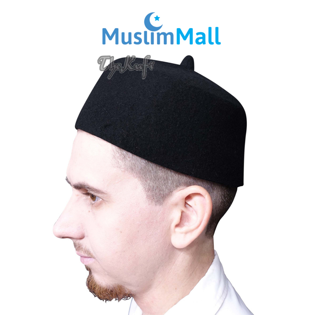 Peci Fez Maroko Premium Black TheKufi Woll Original Size M Peci Bulu Domba - Peci Tarbus Wol Asli - 