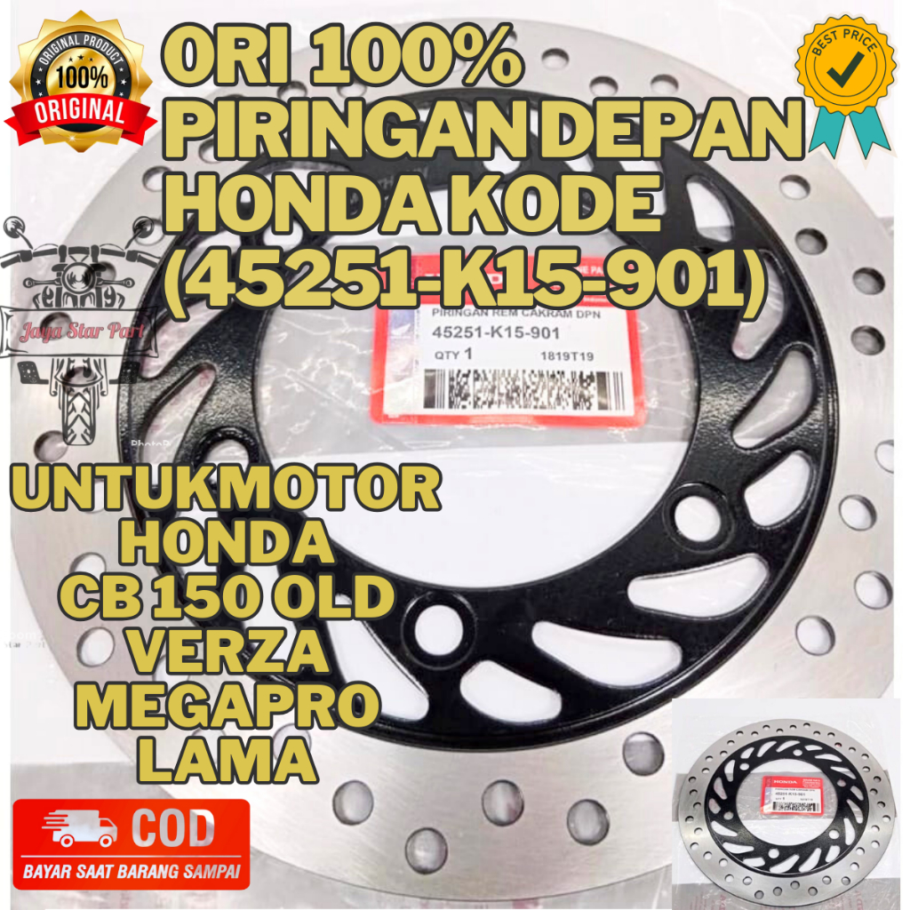 ORI PIRINGAN CAKRAM DEPAN HONDA KODE(45251-K15-901) ORIGINAL ASLI PRESISI CB150 OLD/VERZA/MEGAPRO LA
