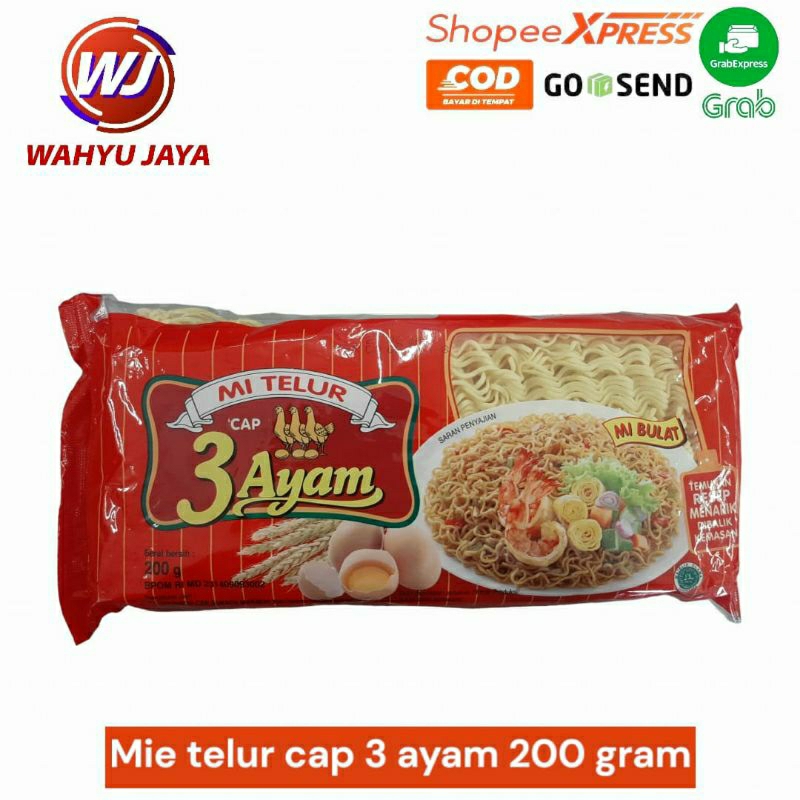 

Mie telur cap 3 ayam 200 gram