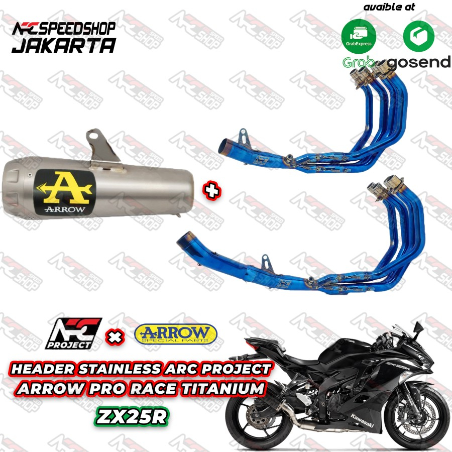 KNALPOT ARROW SERIES + Header ARC PROJECT ZX25R BLUE FULLSYSTEM ZX 25R - PRORACE TITAN
