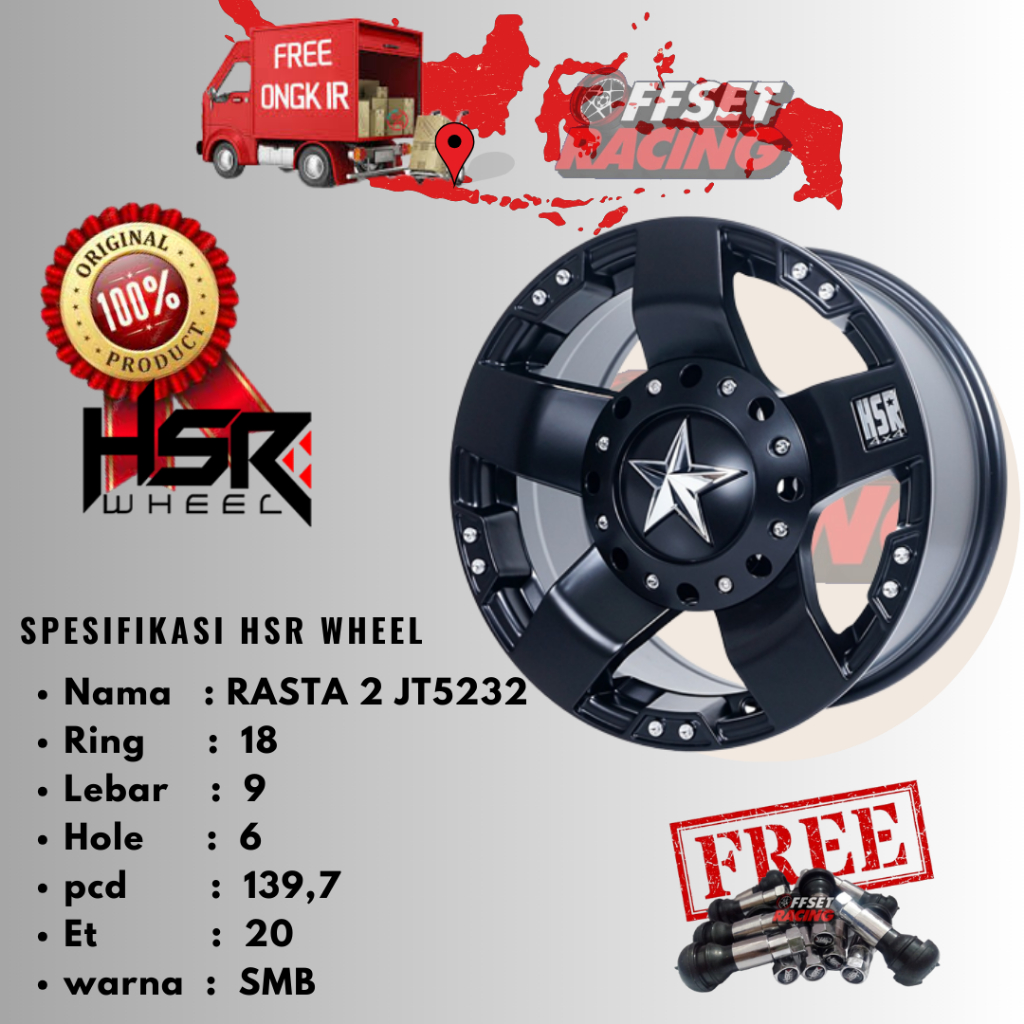 Velg mobil Ring 18 offroad racing untuk mobil Fortuner pajero triton HSR RASTA 2