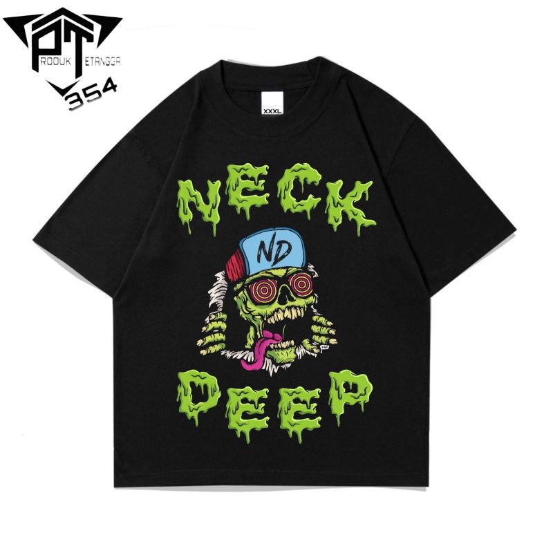 KAOS BAJU NECK N DEEP - TSHIRT OVERSIZE BAND METAL ORIGINAL OFFICIAL VINTAGE - HITAM PRIA WANITA DEW