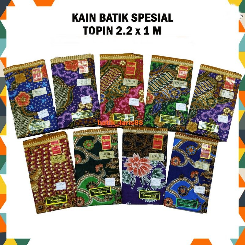 Kain Jarik Samping Topin Batik Halus Panjang Spesial Cap Cent Primisima TOPIN Motif Liris Lereng Bun