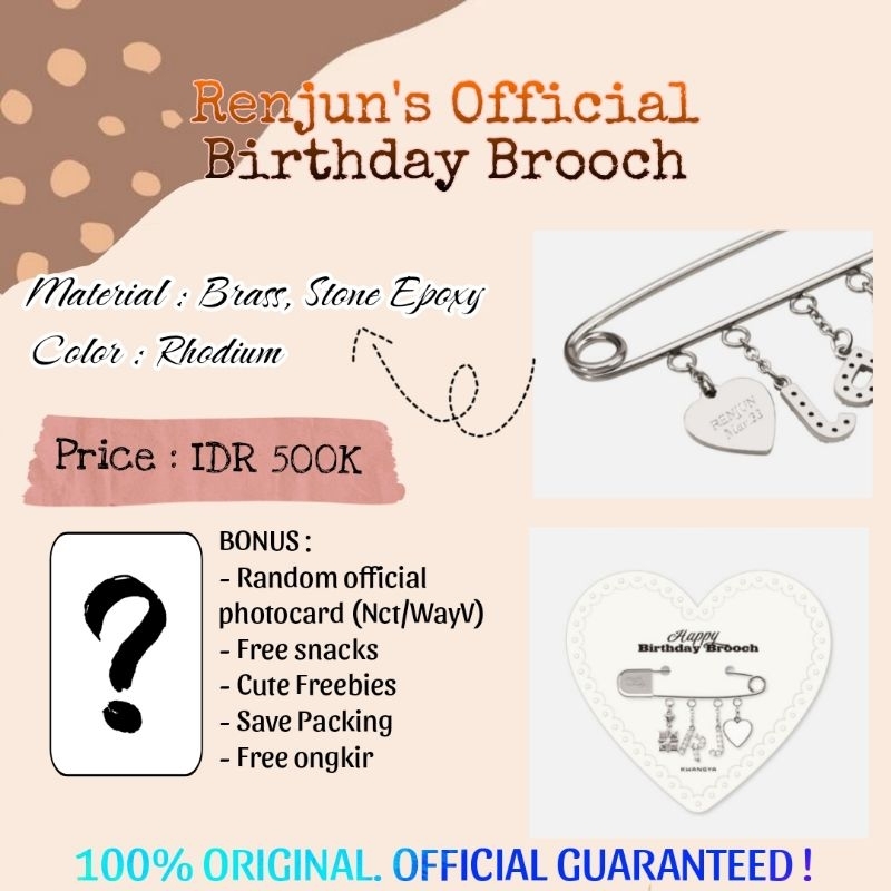 RENJUN NCT DREAM OFFICIAL HAPPY BIRTHDAY BROOCH | PIN RENJUN NCT_BIRTHDAY