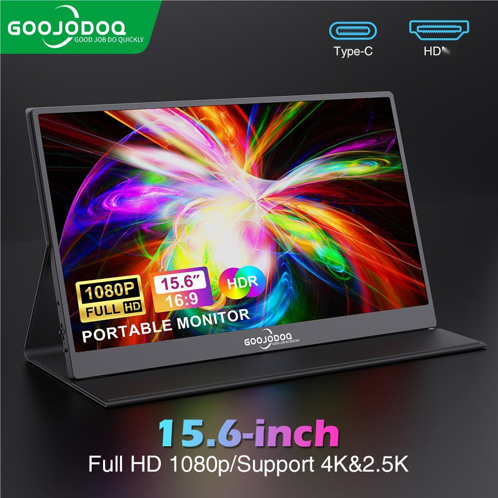 Goojodoq Portable Monitor for Laptop 15.6'' 1920*1080P 4K FHD IPS Display Portable Monitor for iPad/