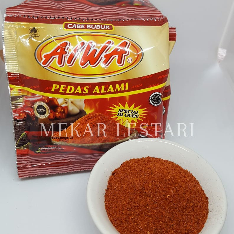 

Cabe Bubuk AIWA sachet 25gr Pedas Alami Special Di Oven Halal MUI