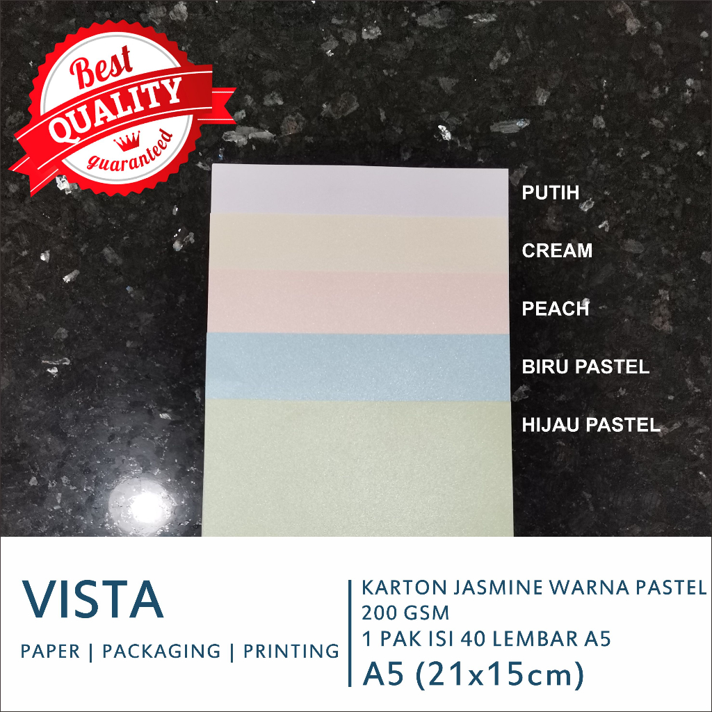 

Kertas karton Jasmine Warna Putih & Pastel ukuran A5