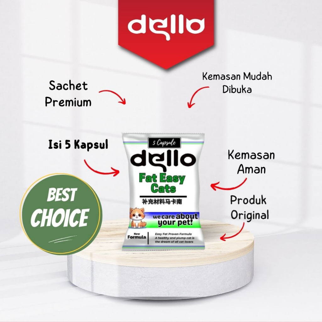 VITAMIN GEMUK DELLO Kapsul Kucing Penambah Nafsu Makan Obat Penggemuk Untuk Fitamin Anak Cat Kitten 