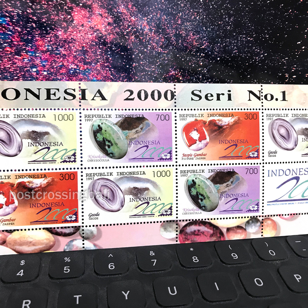 

Prangko Batu Mulia Seri 1 Berharga Gems Akik Berlapis Banded Agate 1997 SS MS Perangko MULUS PERFECT MURAH Filateli