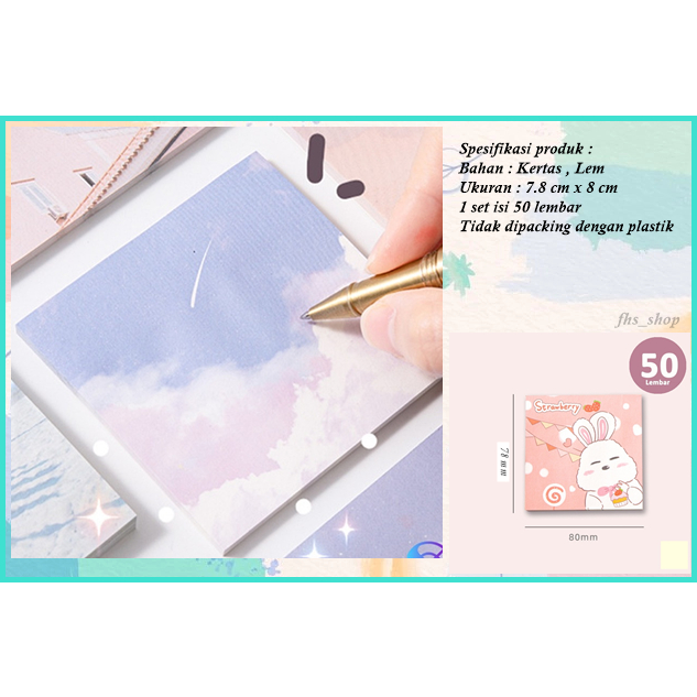 

50 Lembar Sticky Notes Kertas Memo Buku Tulis Sticky Notes Aesthetic Sticky Notes Lucu Natural Cute