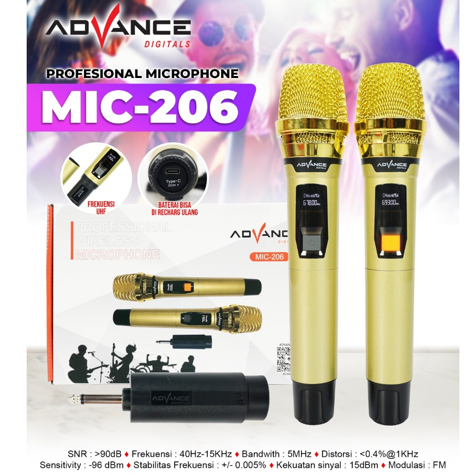 Advance Mic Wireless MIC 206 MIC206 microphonegold
