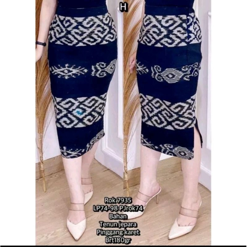 Rok span hitam tenun etnik lapis tricod 7/8