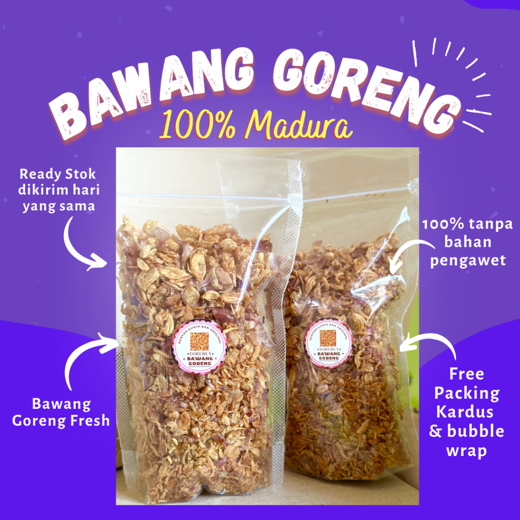 

Bawang Goreng Asli 100 Gram Siap Saji PREMIUM