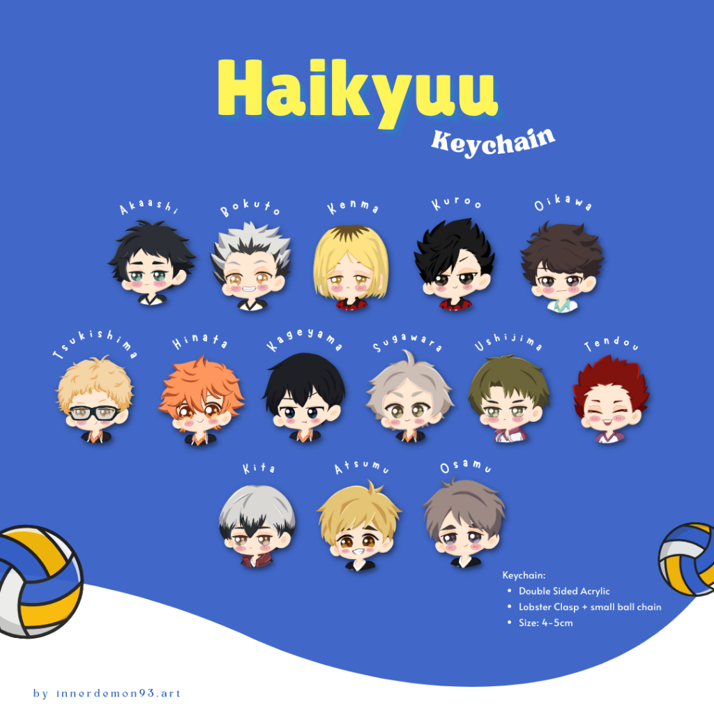 READY STOCK - Haikyuu Keychain & Popsocket by innerdemon93.art