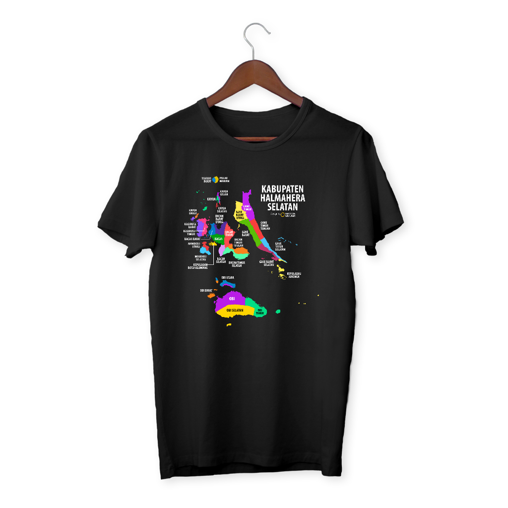 Kaos Peta Kabupaten Halmahera Selatan, Maluku Utara - Tshirt Map by Mahasiswa Geografi