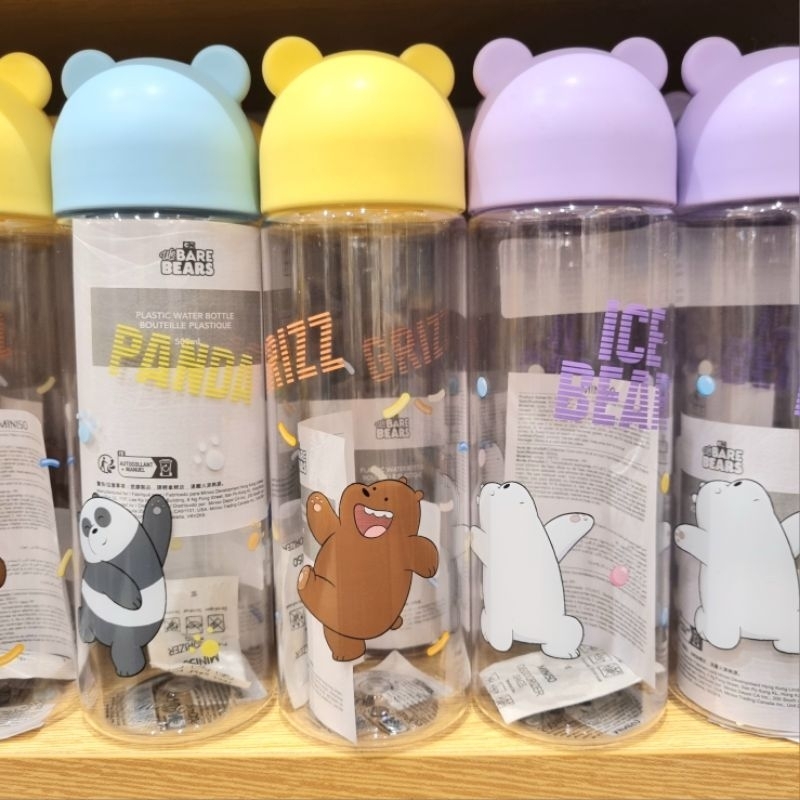 NEW MINISO WE BARE BEARS COLLECTION PLASTIC WATER BOTTLE / BOTOL MINUM WBB