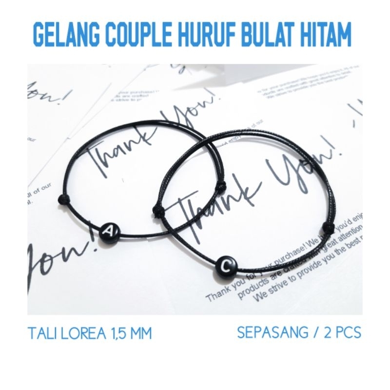MD.id [ 2 Pcs ] GELANG COUPLE INISIAL BULAT HITAM
