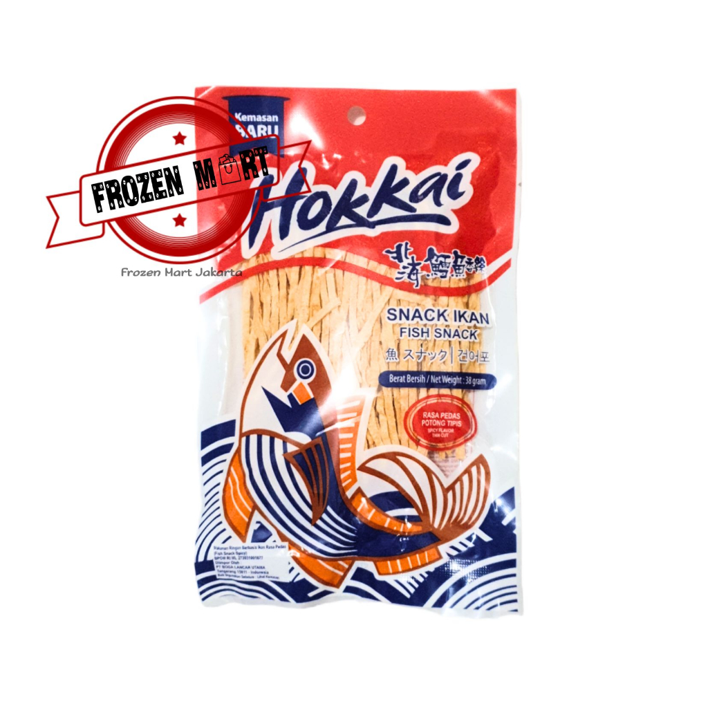 HOKKAI Fish Snack Spicy / Snack Ikan Potong Tipis / Cemilan 38 Gram