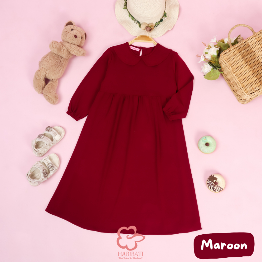 HABIBATI | GAMIS ANAK BAYI WARNA MAROON Baju Gamis Anak Perempuan Polos HAWWA BASIC HABIBATI