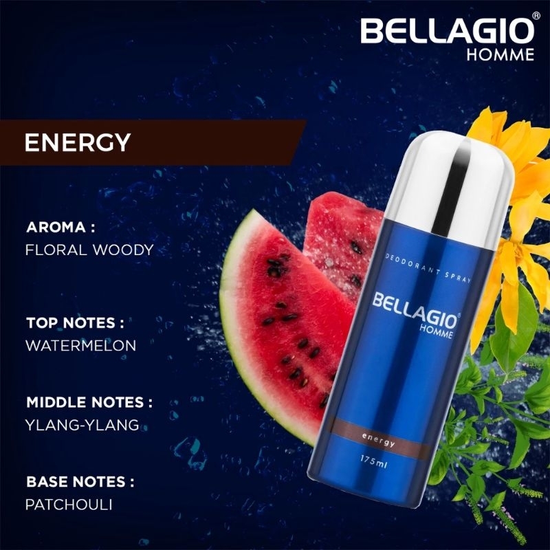 BELLAGIO HOMME DEODORANT SPRAY ENERGY | COKLAT BROWN BODY SPRAY PARFUME PRIA