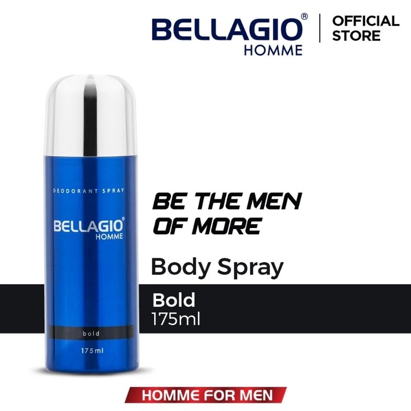BELLAGIO HOMME DEODORANT SPRAY BOLD | BLACK HITAM BODY SPRAY PARFUME PRIA