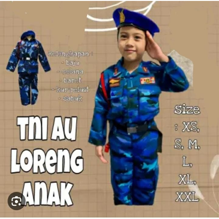BAJU LORENG ANAK TNI AU | UMUR 4-10 TAHUN