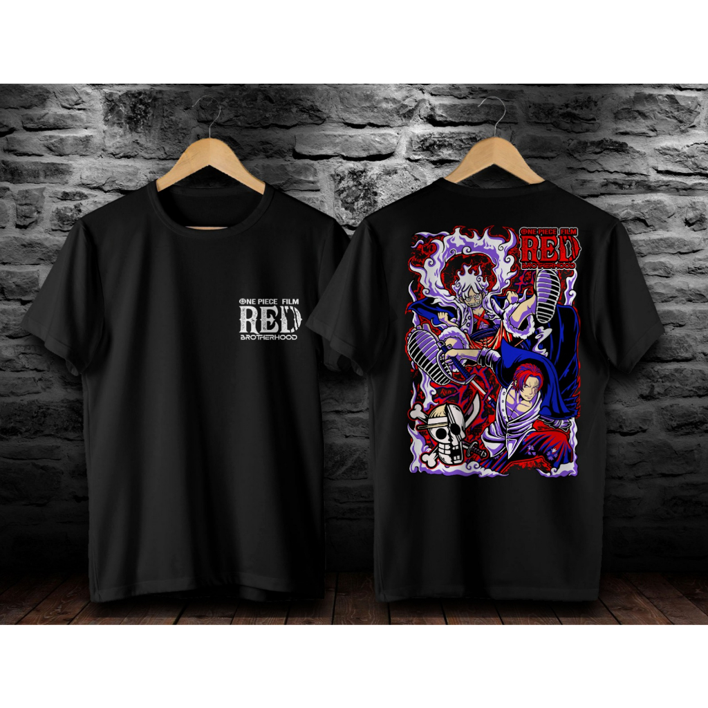 BAJU KAOS LUFFY FILM RED BROTHERHOOD HITAM // KAOS ONE PIECE // KAOS PRIA // KAOS ANIME // KAOS TERB