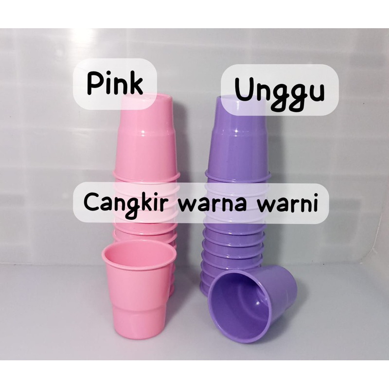 GELAS DAN CANGKIR AQUA PLASTIK 12PCS / HARGA GROSIR