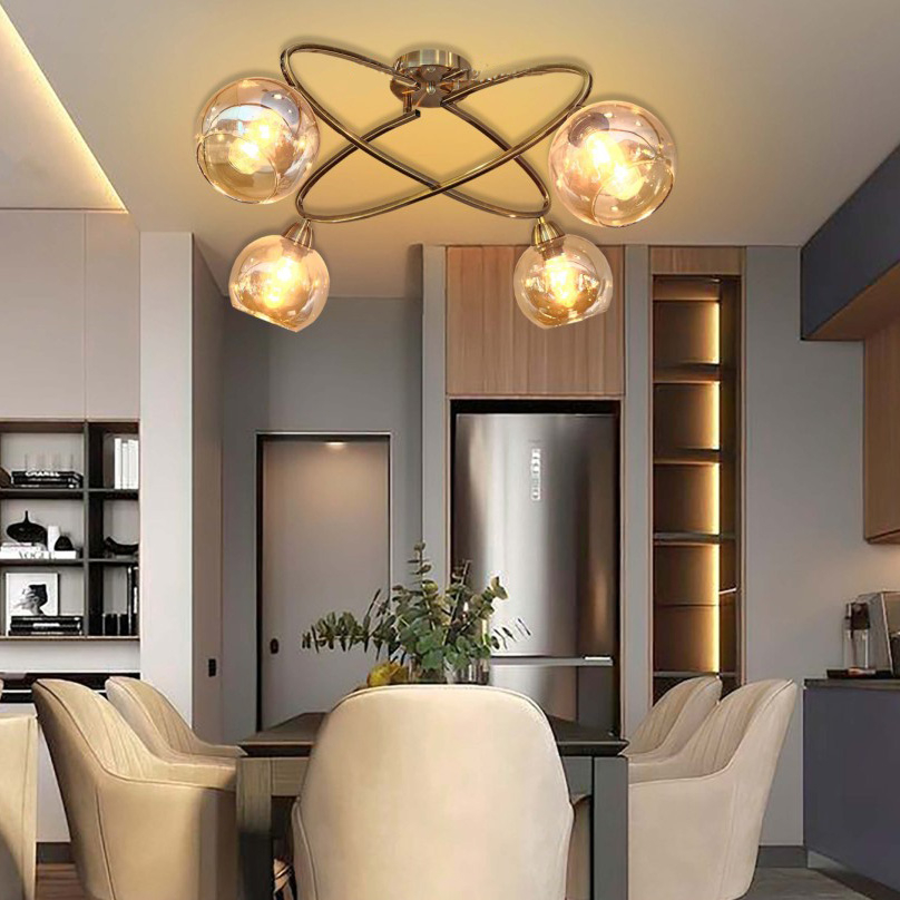 Lampu hias plafon tempel ceiling MODERN MINIMALIS BROWN GLASS simple elegan lighting living dining t