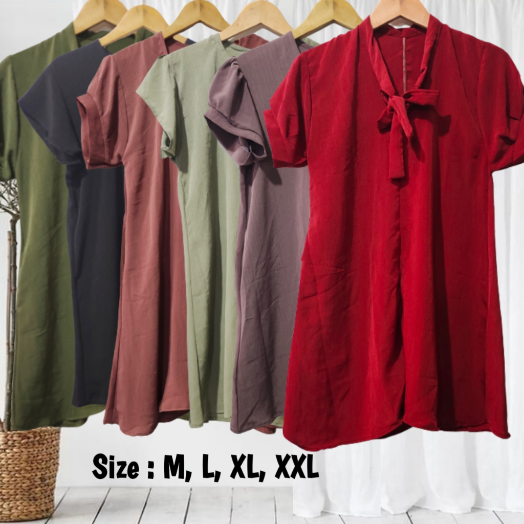 Dress Crinkle Airflow Premium Lengan Pendek | Dress Crinkle Airflow Premium