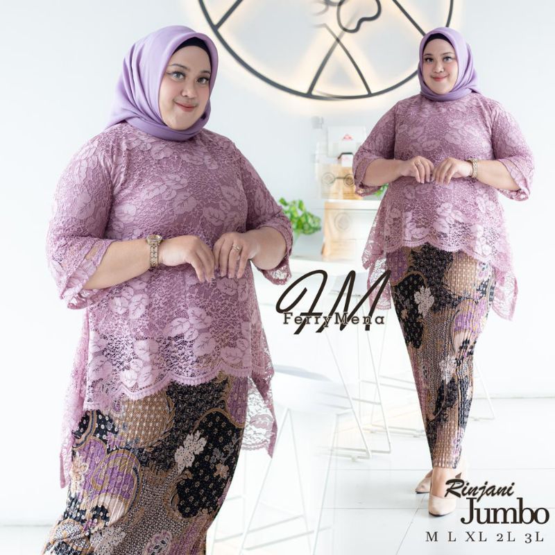 IndahKebaya | Setelan kebaya brokat jumbo rinjani Ld 130 / kebaya blouse  bigsize / kebaya waka waka