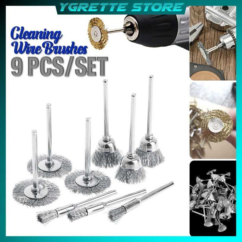 YGRETTE - 9PCS SIKAT BOR KAWAT MINI ZZHXSM Sikat Kawat Bor Listrik Wire Grinder Brush Polishing 9 PC