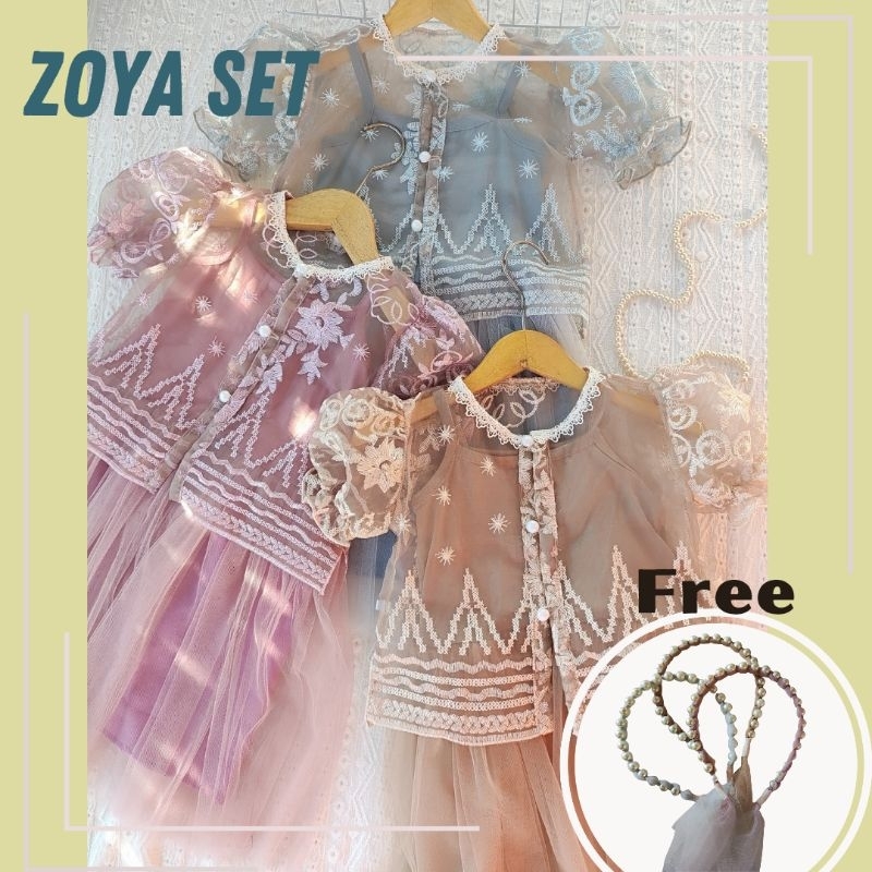 Set Pakaian Anak Perempuan Outer Bordir Inner Tank Top S-XL