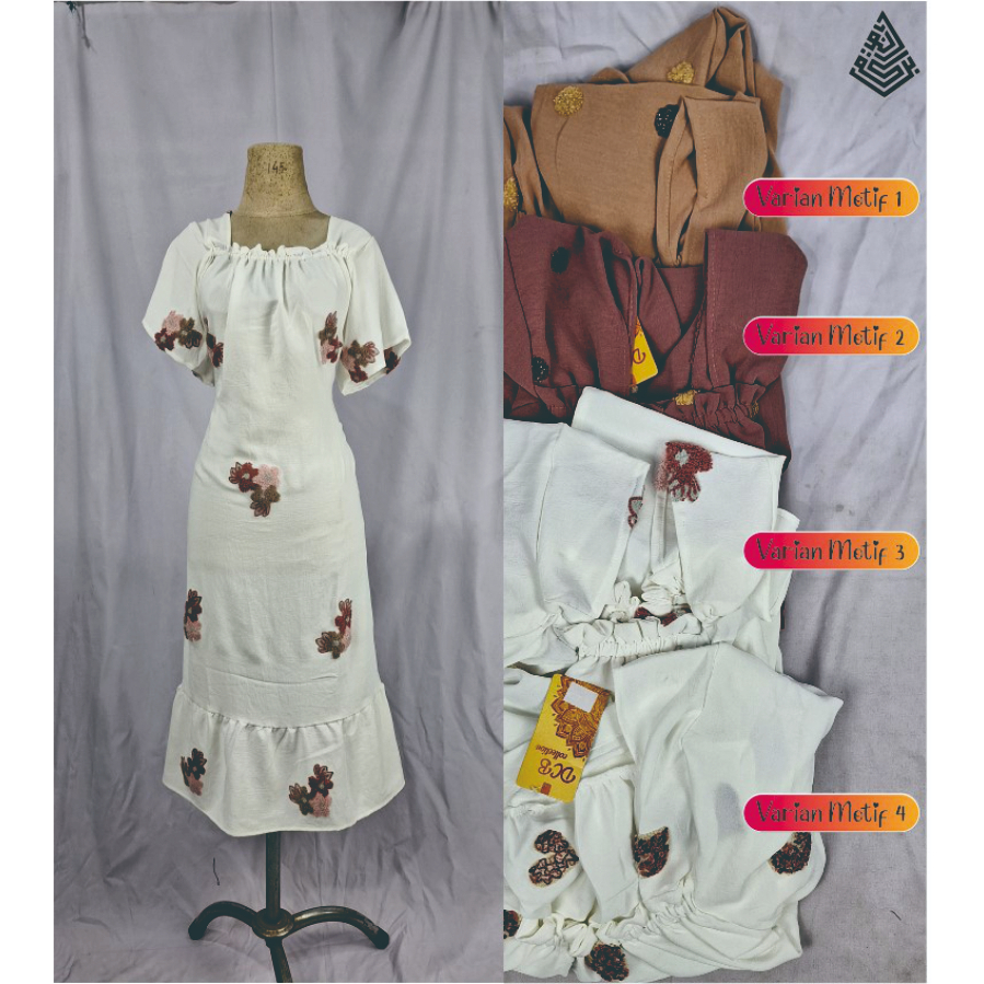 [GROSIR] Dress Pompom Daster Fuji Crinkle Pompom Terbaru