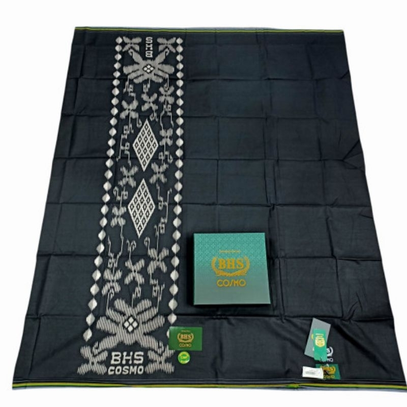 [COD]sarung BHS cosmo motif hitam polos tumpal
